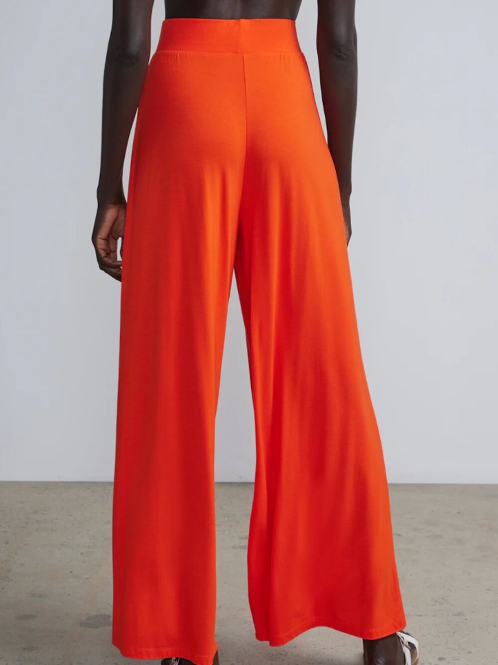 NY & Co Wide Leg Fire Orange Stretch High-Waist Palazzo Pants